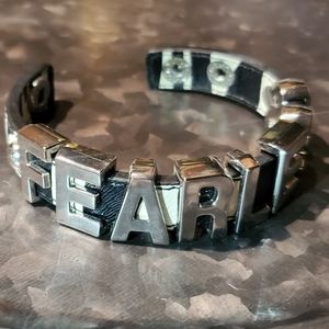 BCBG Fearless silver letters bracelet